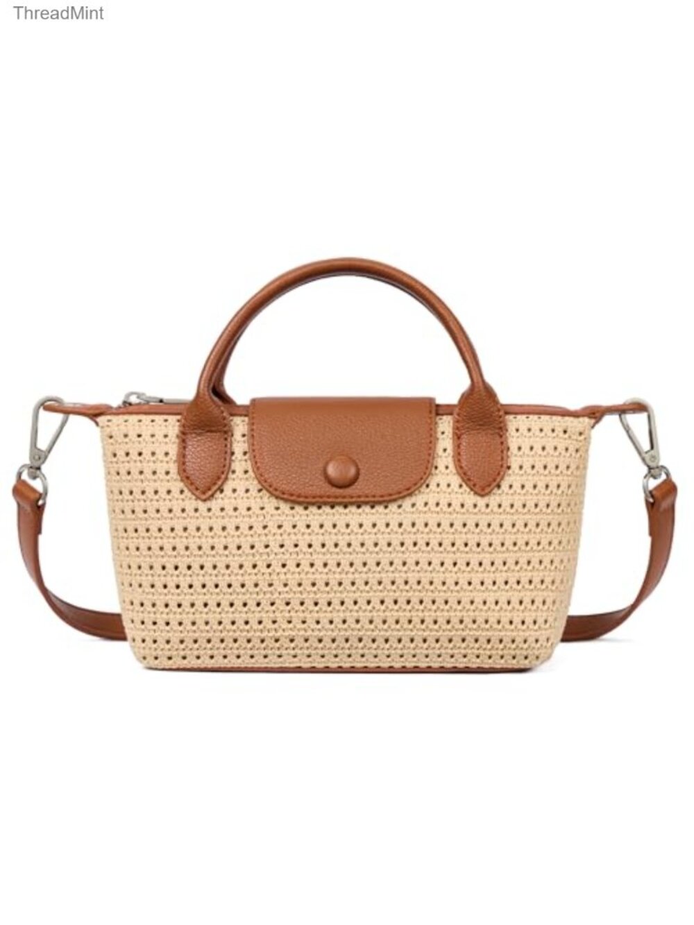 Faux Leather Mini Tote Crossbody Bag with Adjustable Strap